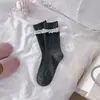 Calcetines de Algodón para Mujer Estilo Ballet Coreano Nuevo Primavera/Verano 2026, Lazo Largo de Cinta, Longitud Media Pantorrilla, Mismo Estilo que Lusi, Calcetines para Adolescentes