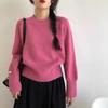 Suéter de cor sólida das mulheres 2024 novo outono e inverno cintura alta cintura curta moda alta textura malha das mulheres