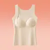 Colete quente para outono e inverno, feito de caxemira e seda, projetado para mulheres, com espessura adicional para aquecimento, não precisa de sutiã, sem costura e possui um bojo interno no peito para sobreposição
