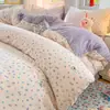 Juego de Cuatro Piezas 100% Algodón Clase A Estilo Fresco ins Funda de Edredón Individual de Algodón Puro Juego de Tres Piezas Sábana Bajera de Grado para Dormir Madre e Hijo Ropa de Cama