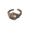 [Galvanoplastia de oro auténtico] Anillo de estilo retro, simple, dulce y fresco, con nicho de piedra lunar de cristal de moda coreana y viento frío.