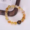 Piedra Ojo de Tigre Natural Cuentas de Cristal Torre Amarilla Cuentas Sueltas Pulsera de Cristal para Atraer Riqueza, Pulsera de Cristal de Cabello Dorado, Estilo Lujo Ligero de Cristal Amarillo