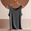 Color Sólido Combinable Algodón Modal Acanalado Tirantes Mujer Camiseta Base sin Mangas Talla Extra