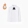 Camisa Branca Forrada com Fleece para Meninos, Fabricante com Estoque, Roupa de Performance Branca Espessa para Meninas Outono e Inverno, Camisa Térmica Infantil