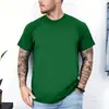 [Camiseta de Algodón Talla Europea] Nueva Camiseta Cultural de Estilo Europeo y Americano de Peso Pesado, Cuello Redondo, Color Liso, para Hombres y Mujeres, Camiseta Casual de Manga Corta, Verde Militar