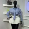 Ropa Femenina Transfronteriza Europea y Americana 2026 Verano Nuevo Diseño de Moda Sentido Casual Rayas Corbata de Lazo Manga Larga Camisa Top