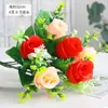 Fornecimento Direto da Fábrica flor artificial 6 garfos 6 cabeças rosa botão de flor falsa adereços de fotografia de casamento flor falsa de cabo pequeno flor de seda