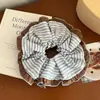Scrunchie de Renda Colorido e Bonito Azul Café Contrastante Elástico Grande para Cabelo Acessório de Cabelo para Rabo de Cavalo Acessório de Cabeça
