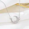 Collar de Plata de Ley S925 Diamante Lunar, Femenino, Sencillo, Diseño de Nicho, Cadena para Clavícula Versátil, Lujo Accesible y Colgante de Alta Gama