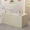 Balcão de caixa de canto estilo creme, pequeno balcão de recepção, balcão de recepção moderno simples para lojas de roupas, balcão em L