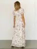 Vestido de Chifón Estampado con Volantes de Cuello en V de Moda Transfronteriza Nuevo para Mujer Amazon Europeo y Americano para Vacaciones