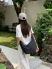 Bolsa Croissant Estilo Coreano Ins, Bolsa de Lona de Grande Capacidade, Bolsa de Nylon Plissada Xadrez Estilo Preguiçoso, Bolsa de Ombro Transversal para o Dia a Dia