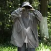 Jaqueta com Capuz Estilo Japonês Cityboy para Esportes ao Ar Livre com Proteção Solar para Homens e Mulheres, Verão Seda de Gelo Fina Solta com Zíper Tendência