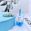 Chaveiro Fofo Novo de Acrílico Preenchido com Óleo Cachorrinho Branco Pequeno Nave Espacial Criativo para Carro Bolsa Casal Pequeno Pingente Presente