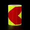 Adesivo refletivo de grade de seta amarelo fluorescente e vermelho película refletiva para carroceria de caminhão sinal de trânsito de estrada aviso de segurança contra incêndio