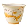 Taza de Té Pequeña de Gato Naranja de la Suerte Esmaltado Beige del Fabricante, Taza de Té de Cerámica, Taza de Maestro, Taza de Degustación de Juego de Té Kung Fu de Gama Alta