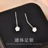 Pendientes de Hilo para Oreja con Flor de Camelia de Plata Pura S999 para Mujer, Diseño Único, Pendientes Dulces con Borla, Venta al por Mayor