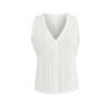 2025 Verano Encaje con Costuras Blancas Camiseta Pequeña para Mujer Spice Girl Pura Cuello en V Profundo Slim Sin Mangas Top de Tirantes