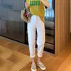 Jeans Blancos Harlan para Mujer Primavera y Otoño 2024 Nuevos de Cintura Alta Adelgazantes Holgados de Ocho Puntos Pequeños Acortados Estilo Zanahoria