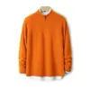 Suéter de punto liso para hombre con cuello alto y cremallera, 100% lana, color liso, nuevo 2025, cálido, manga larga, básico, venta al por mayor transfronteriza