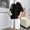 Terno 2024 verão novo estilo de Hong Kong moda marca masculina solta crewneck manga curta camiseta masculina shorts conjunto de duas peças