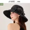 Nuevo Sombrero de Sol a la Moda para Mujer, Sombrero de Pescador para Salida a la Playa, Sombrero de Sol de Organza con Flor para Mamá, Sombrero de Cubo con Protección Solar