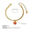 Moda Europea y Americana Colorido Colgante Redondo con 26 Letras Inglesas, Pulsera de Cadena Hueso de Serpiente Plana, Joyería de Nicho Chapada en Oro de 18 Quilates