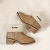Botines cortos transfronterizos para mujer con letras bordadas, tacones gruesos, suelas gruesas y forro de felpa para abrigar, botas de otoño e invierno al por mayor