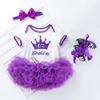 Conjunto de 4 Peças Quente de Primavera e Verão para Bebê Menina de 0-2 Anos: Manga Curta, Chapéu, Saia Tutu de Tela, Sapatos