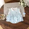 Ropa de bebé verano mameluco pastel vestido princesa nuevo elegante niñas cuello POIO enterizo traje para gatear bebé