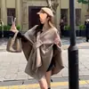 Elegante capa vintage para mulheres, novo estilo 2025, manto estilo dama rica, estilo britânico, capa de lã para outono e inverno