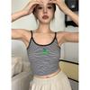 Estilo Francês Chic Pequeno Sling Roupa Exterior Ins Super Quente Popular na Internet Regata Interna Listrada Feminina Top Bm Verão