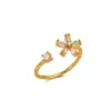Anillo de Flor de Tulipán de Esmalte de Color Transfronterizo Europeo y Americano Anillo Abierto de Flor Pequeña Dulce Fresca con Circonita Micro-incrustada