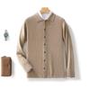 Cárdigan de Otoño e Invierno Nuevo de Lana Pura para Hombre Cuello POLO Color Sólido Suéter Chaqueta Business Casual