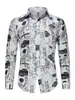 Camisa de Manga Larga Estampada Nueva Tendencia Primavera y Otoño Chaqueta para Hombre Camisa Casual Graffiti Versátil Artístico Top Holgado