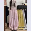 Pantalones Anchos de Estilo Americano para Mujer, Nuevo Diseño Coreano Verano 2026 Pantalones Casuales con Cordón, Pantalones Largos de Caída Suelta