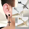 Pendientes de Hip-Hop Estilo Coreano, Colgante de Cruz de Mancuerna de Moda para Hombre, Pendientes de Cadena Punk con Barra y Borla