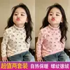 Nueva Colección Otoño/Invierno 2026: Top de Terciopelo Alemán con Cuello Medio para Niñas, Diseño de Dibujos Animados, Capa Base Versátil y Elegante para Niños Mayores
