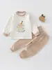Conjunto de ropa interior térmica de otoño para bebé, capa base de terciopelo suave, estilo primavera y otoño, ropa para bebé, pijama de dos piezas separado