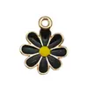 30 Flor Preta Mista DIY Acessórios de Joias Estilo Coreano Liga de Liga de Esmalte Ouro K Pingentes Pequenos Brincos Pulseira Charms