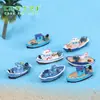 Acuario de simulación de micro paisajismo yate crucero Playa costa pequeña barca de pesca pecera decoración de paisaje accesorios adornos pequeños