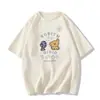 Nuevo Top Camiseta de Verano de Dibujos Animados Lindo Perro Soplando Estampado de Letras Divertido Dulce para Chica Holgado de Manga Corta