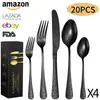Amazon Patrón Explosivo Acero Inoxidable Vajilla Cuchillo, Tenedor y Cuchara Juego de 20 Piezas Transfronterizo Hotel Cuchillo y Tenedor para Steak Occidental