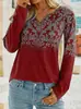 Sitio Independiente Camiseta Amazon Estilo Étnico Otoño e Invierno Nuevo Mu Moda Transfronteriza Casual Cuello en V 2026 Europea y Americana Manga Larga Te