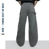 Pantalones Cargo Americanos Retro de Calle con Hebilla Lateral, Diseño Holgado con Salpicaduras de Tinta, Pierna Ancha, Modernos, Versátiles, Unisex