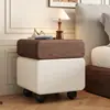 Mesa de Cabeceira de Madeira Maciça com Cofre Integrado, Novo Modelo para Quarto de Casa, Estilo Vintage Creme, Armário Inteligente de Armazenamento de Cabeceira com Revestimento Suave