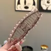 Pinza para el Cabello de Perla Rosa-Morada de Alta Gama para Mujer, Accesorio para el Cabello de Cristal de Lujo Ligero para Cabello Fino, Pinza Completa de Nuevo Estilo para la Parte Posterior de la Cabeza, Pinza de Tiburón