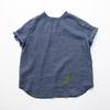 Comercio exterior exportación pedido diario lino puro artístico simple cuello de oreja de madera ligera camisa top de manga corta con temperamento rejuvenecedor para mujer