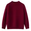 Prenda básica de punto de cachemira para niños, unisex, engrosada, cuello semi-alto, color liso, jersey de cachemira, capa base para otoño e invierno