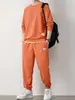 Conjunto deportivo de gofres transfronterizo Suelto Casual Otoño e Invierno Nuevo Cuello Redondo para Hombre Manga Larga Pantalones Ropa Juvenil